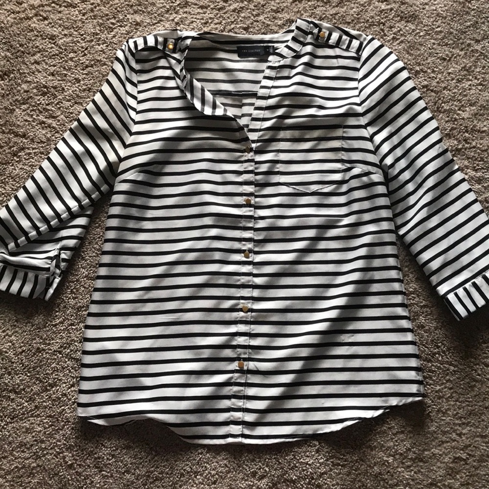 Black and white striped blouse